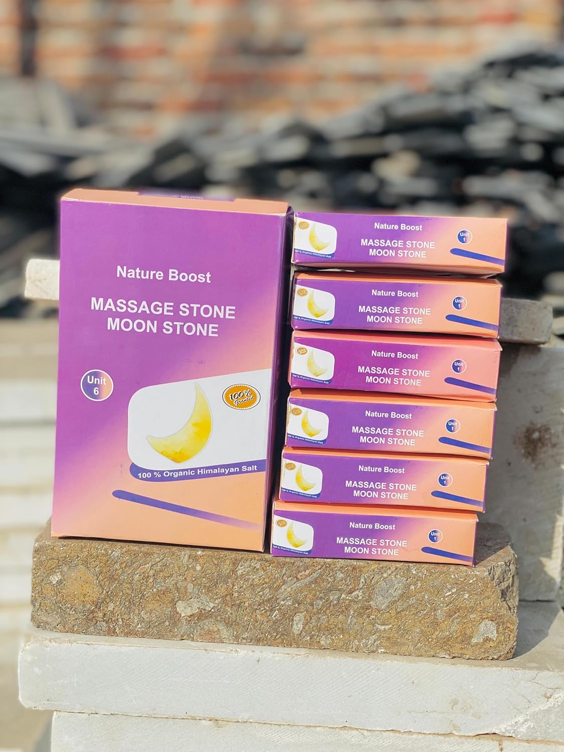 Himalayan Pink Salt Massage Stones (Moon Shape, 6 Count) alternate